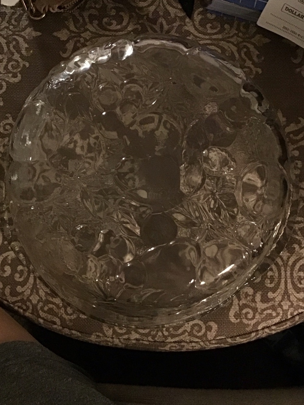Libbey Clear Textured Glass Baking Casserole dish w/fruit design